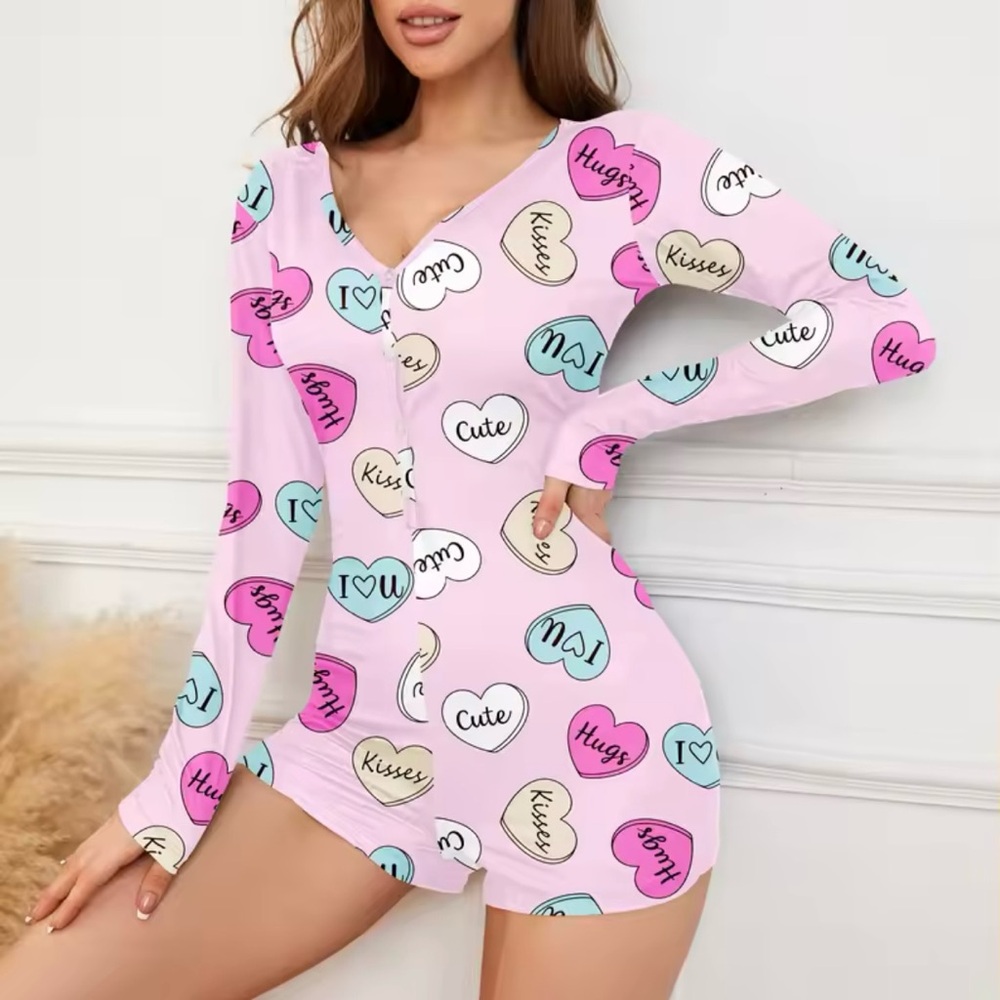 Sweethearts Long Sleeve Romper Sleepwear Girly Pajamas